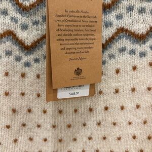 Brand new with tags: Fjallraven cream and blue pure wool sweater